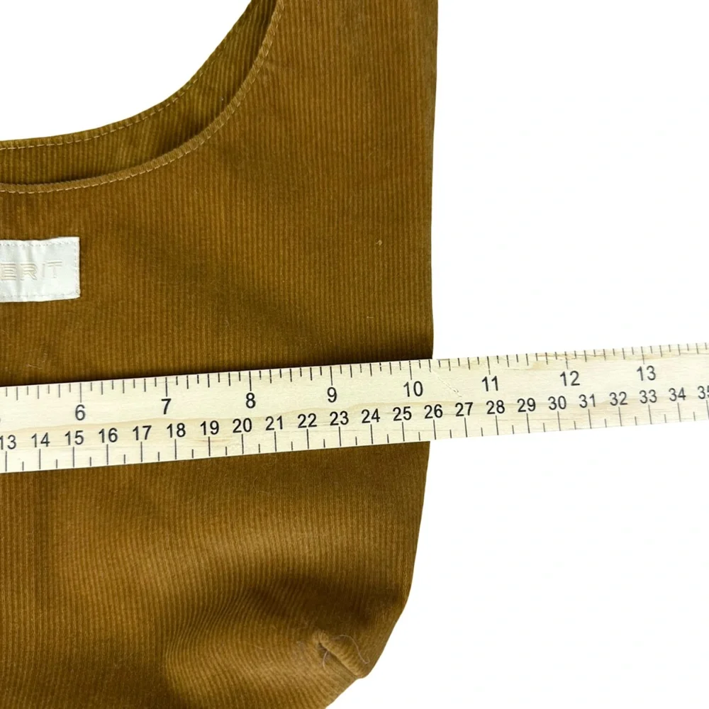 Merit Brown Corduroy Knot Shoulder Bag Soft Slouchy Minimalist Makeup Bag